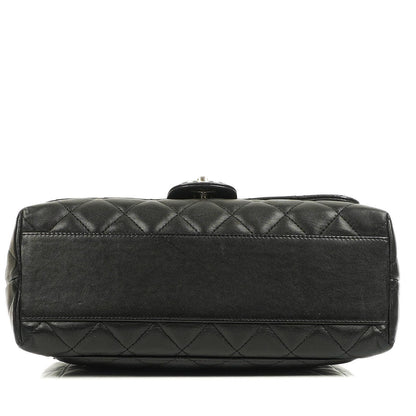 Chanel Kelly Medium aus schwarzem gestepptem Lammleder, 2005-2006