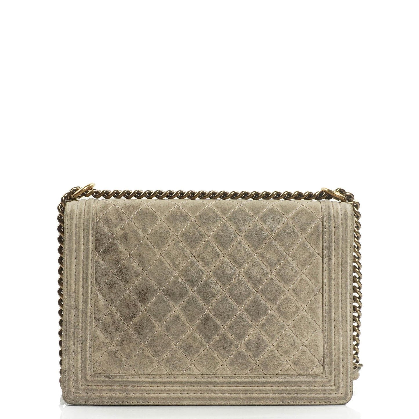 Chanel Große Boy 2013 Metiers D’Art Neutral Gepolsterte Abgenutzte Wildleder Flap Tasche mit Gealterten Goldbeschlägen