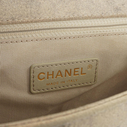 Chanel Große Boy 2013 Metiers D’Art Neutral Gepolsterte Abgenutzte Wildleder Flap Tasche mit Gealterten Goldbeschlägen