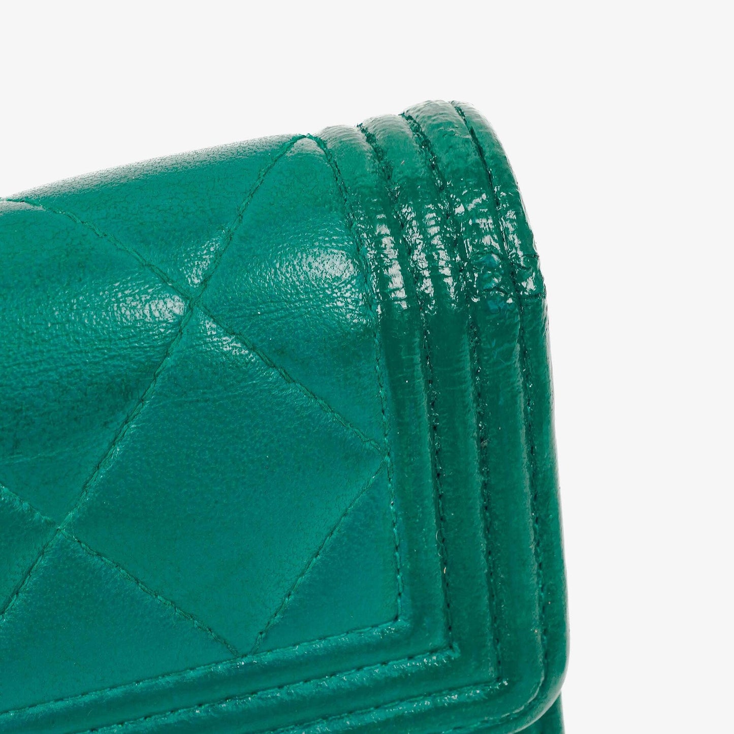Chanel Boy Gusset große Klappgeldbörse aus gestepptem Lammleder in Metallic-Türkis