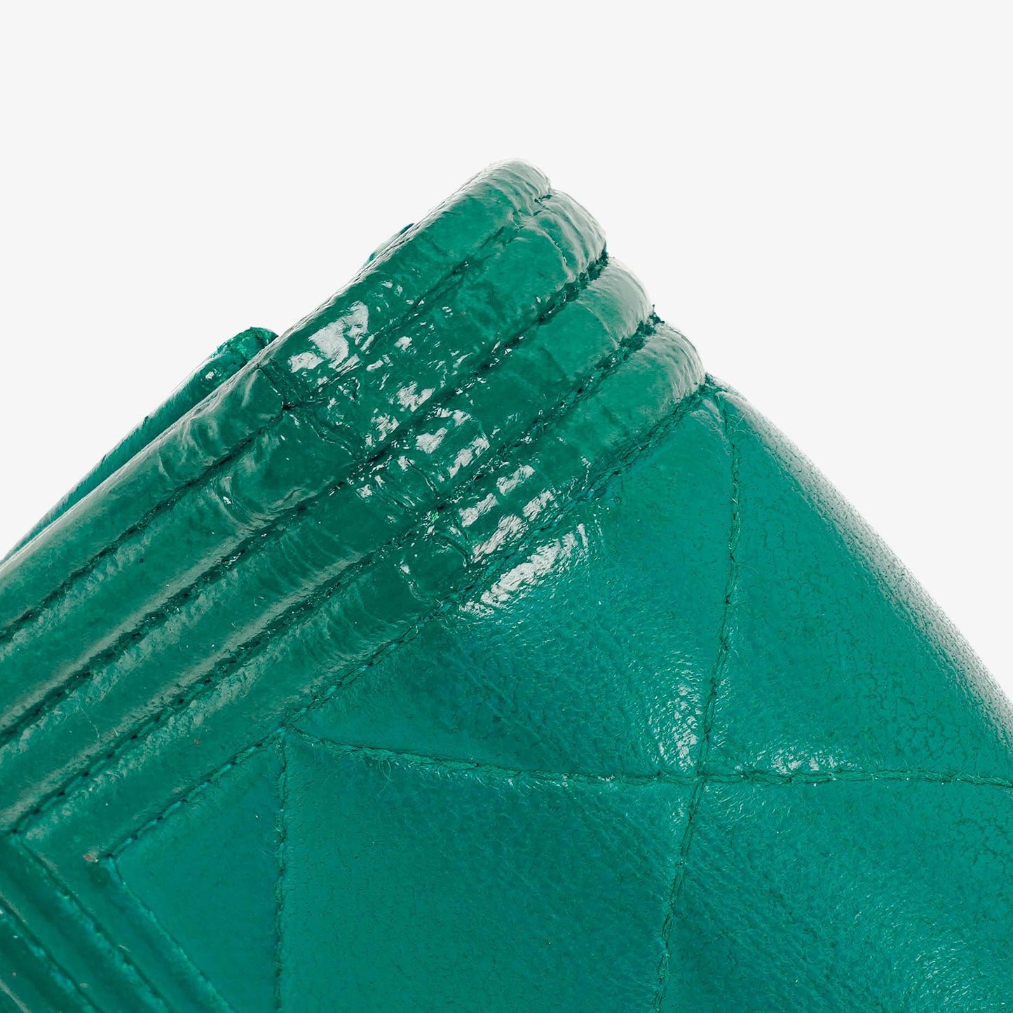 Chanel Boy Gusset große Klappgeldbörse aus gestepptem Lammleder in Metallic-Türkis
