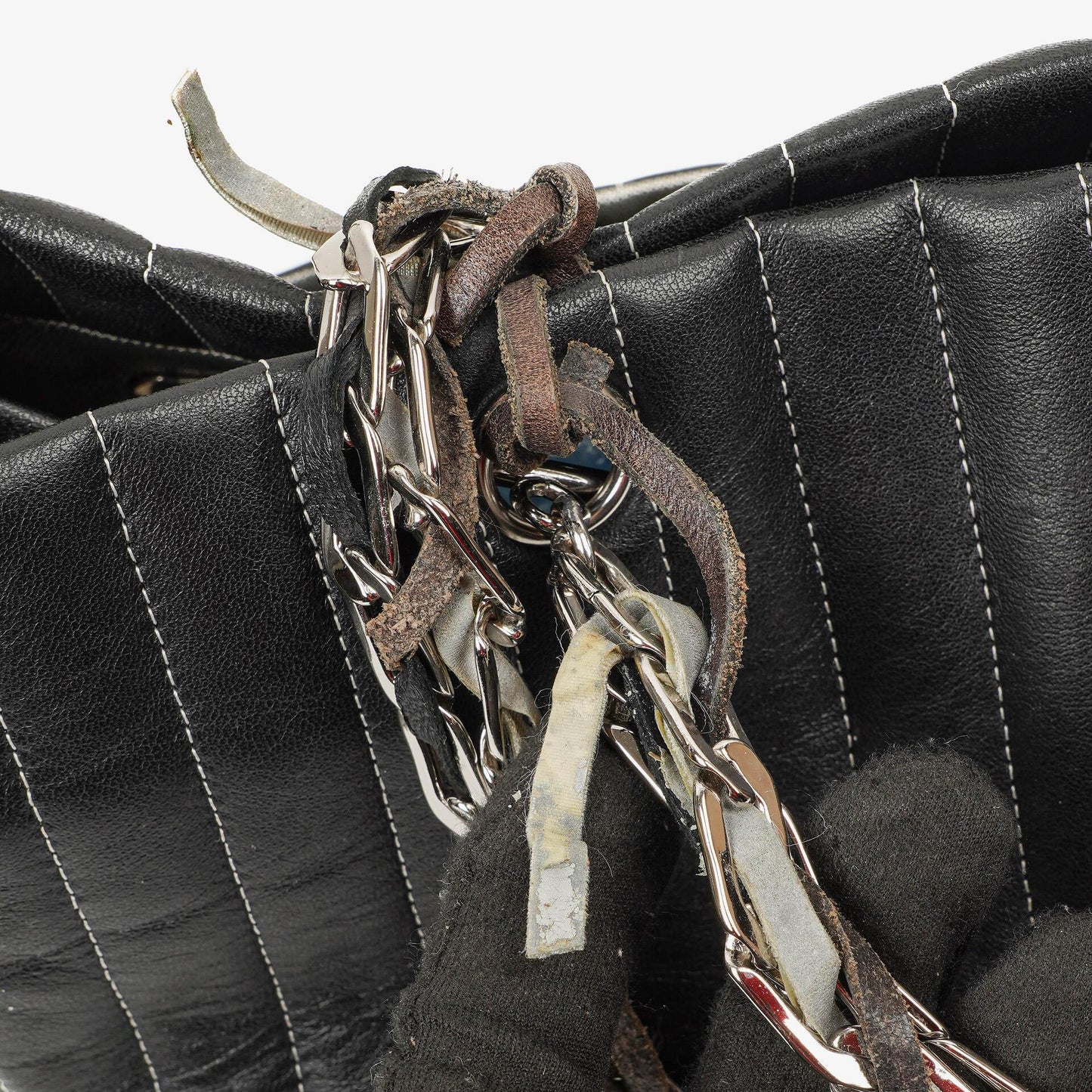 Chanel Mademoiselle Tote-Tasche Groß Schwarz Lammleder Steppung Vertikal