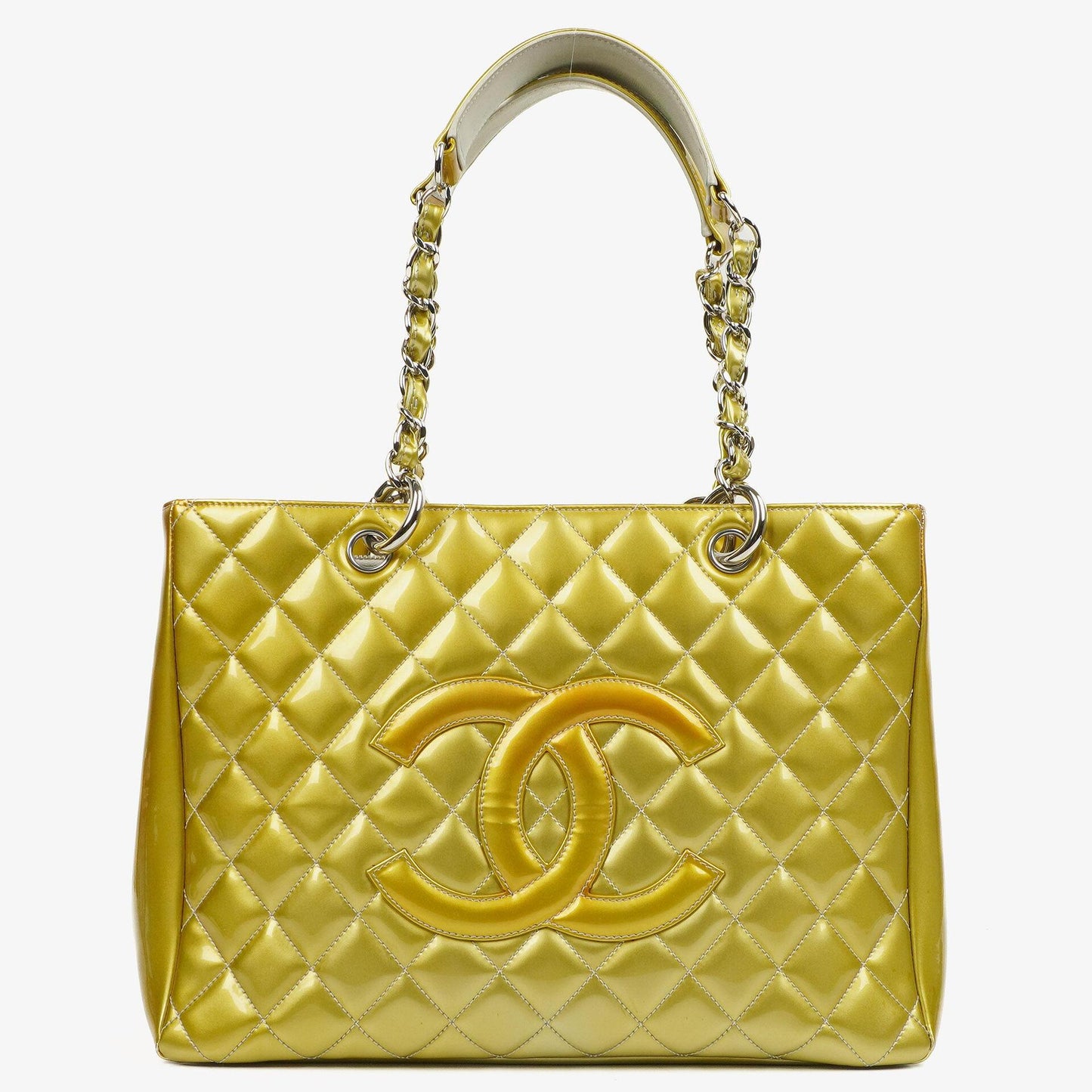 Chanel Große Gesteppt Lackleder Tote Tasche