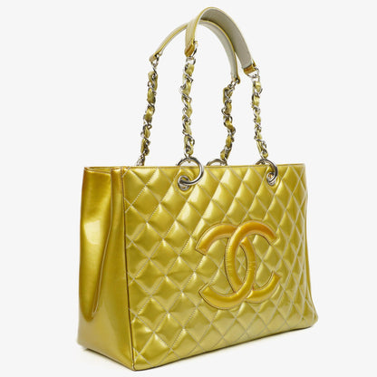 Chanel Große Gesteppt Lackleder Tote Tasche