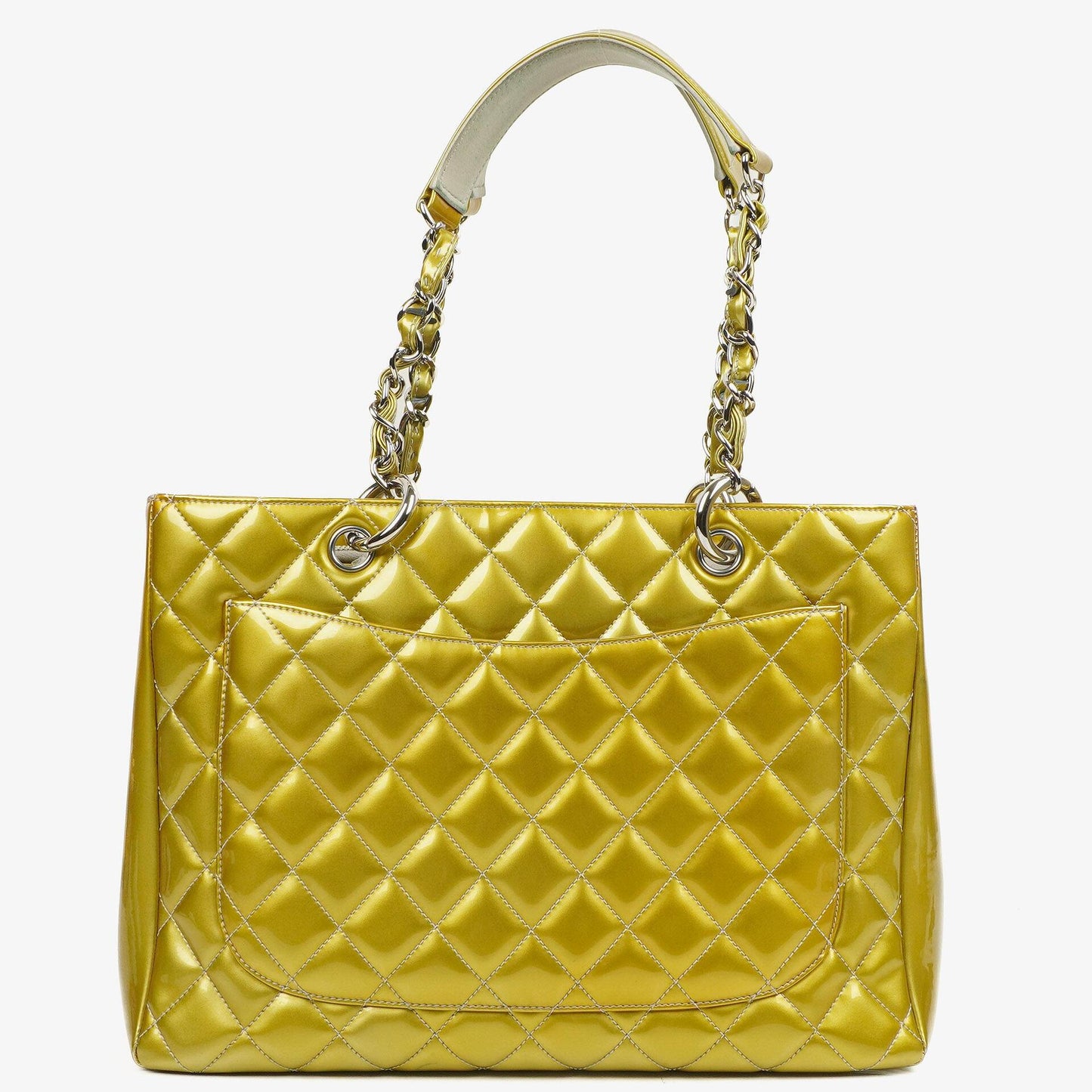 Chanel Große Gesteppt Lackleder Tote Tasche