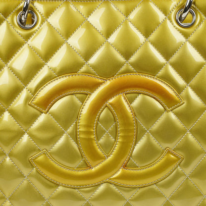 Chanel Große Gesteppt Lackleder Tote Tasche