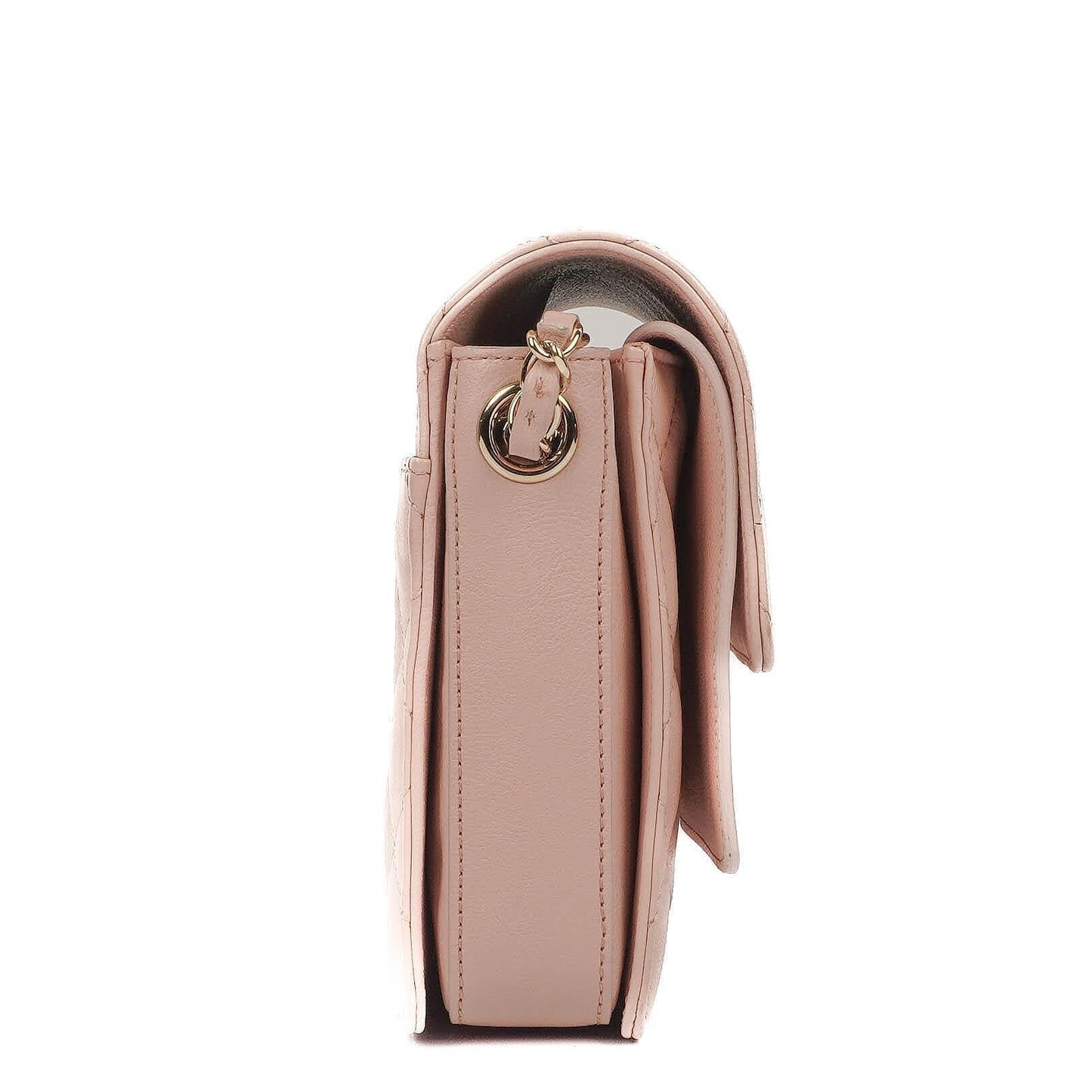 Chanel Flap Tasche aus hellrosa gestepptem Lammleder mit champagner-goldfarbener Hardware