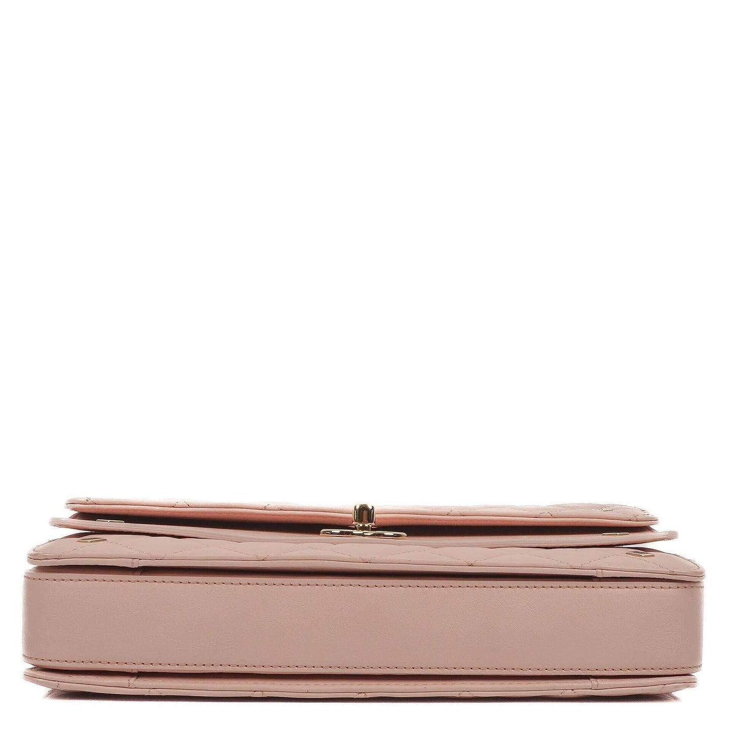 Chanel Flap Tasche aus hellrosa gestepptem Lammleder mit champagner-goldfarbener Hardware