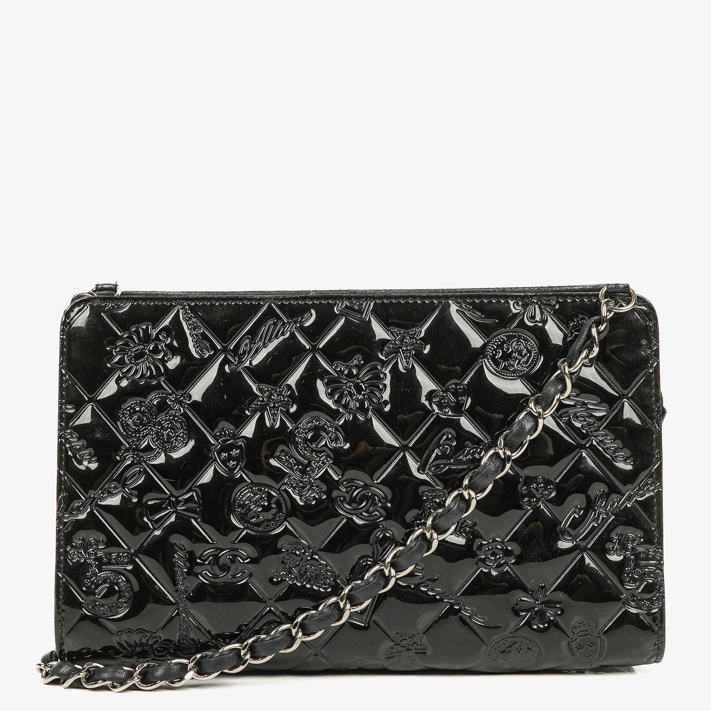 Chanel Lucky Charm Pochatte aus schwarzem Lackleder