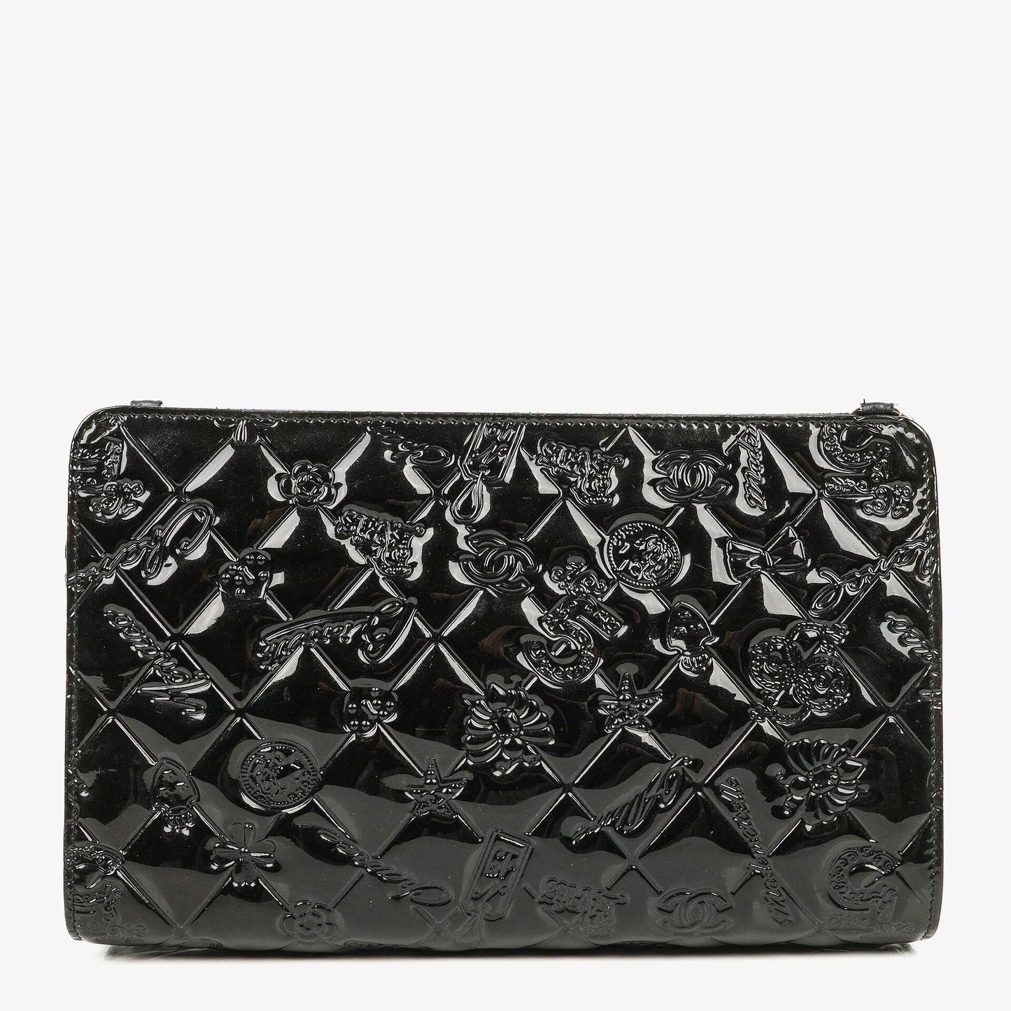 Chanel Lucky Charm Pochatte aus schwarzem Lackleder