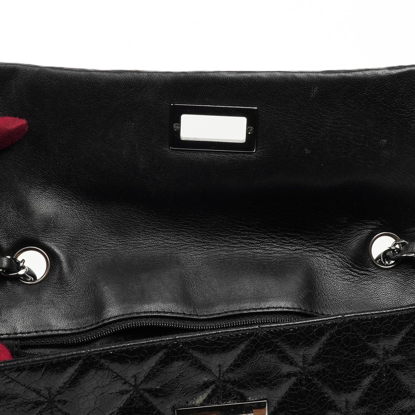 Chanel Mademoiselle Klappentasche aus glasiertem Crackled-Kalbsleder mit silberfarbenen Beschlägen