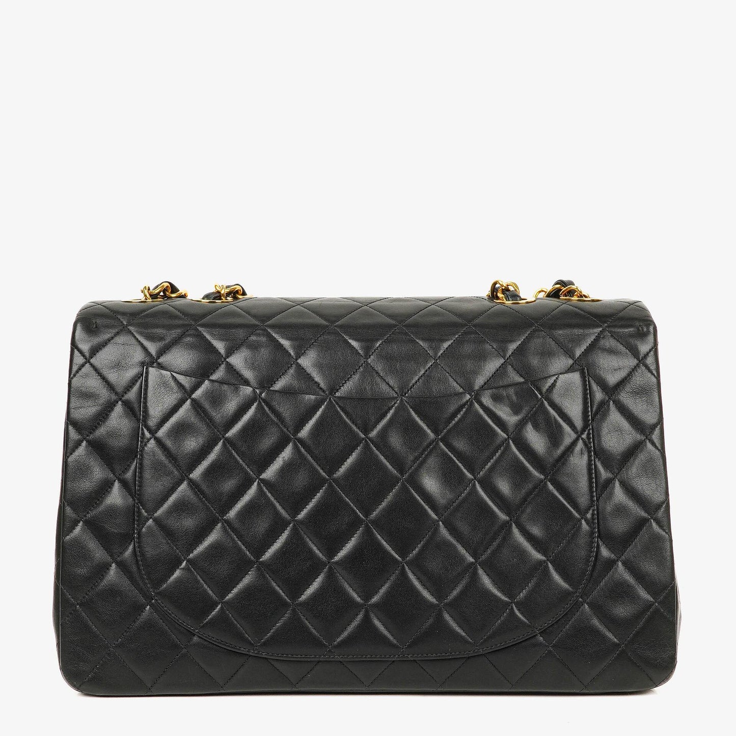 Chanel Maxi Jumbo CC Classic Single Flap Tasche in Schwarz aus gestepptem Lammleder mit 24K vergoldeten Beschlägen