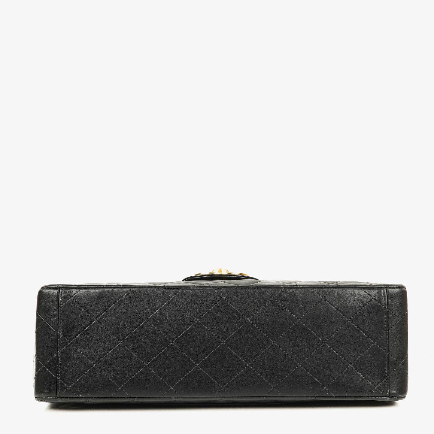 Chanel Maxi Jumbo CC Classic Single Flap Tasche in Schwarz aus gestepptem Lammleder mit 24K vergoldeten Beschlägen