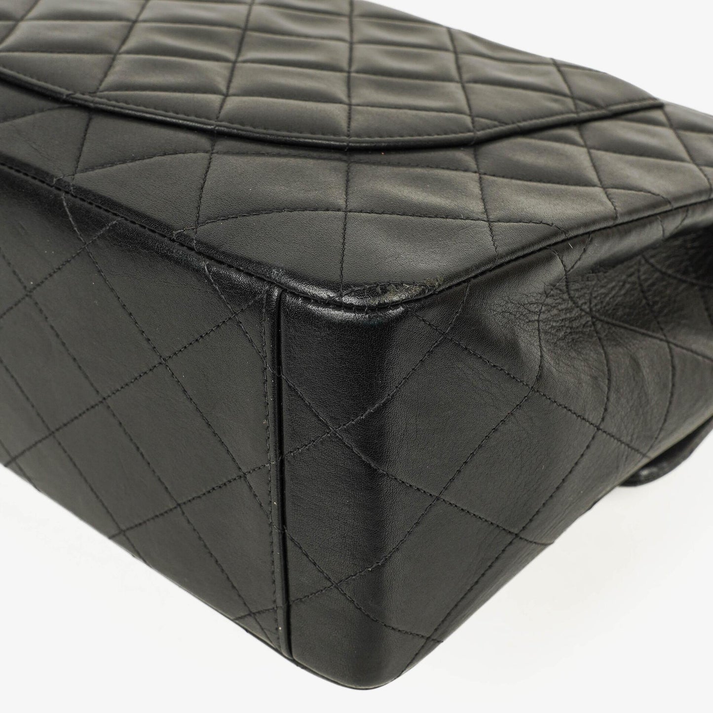 Chanel Maxi Jumbo CC Classic Single Flap Tasche in Schwarz aus gestepptem Lammleder mit 24K vergoldeten Beschlägen