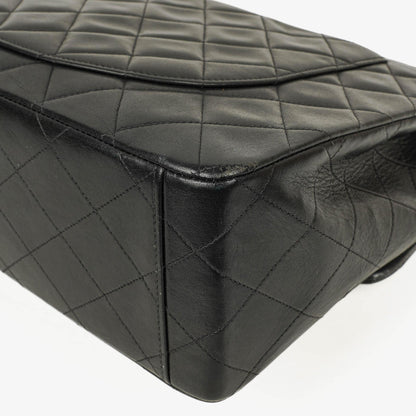 Chanel Maxi Jumbo CC Classic Single Flap Tasche in Schwarz aus gestepptem Lammleder mit 24K vergoldeten Beschlägen