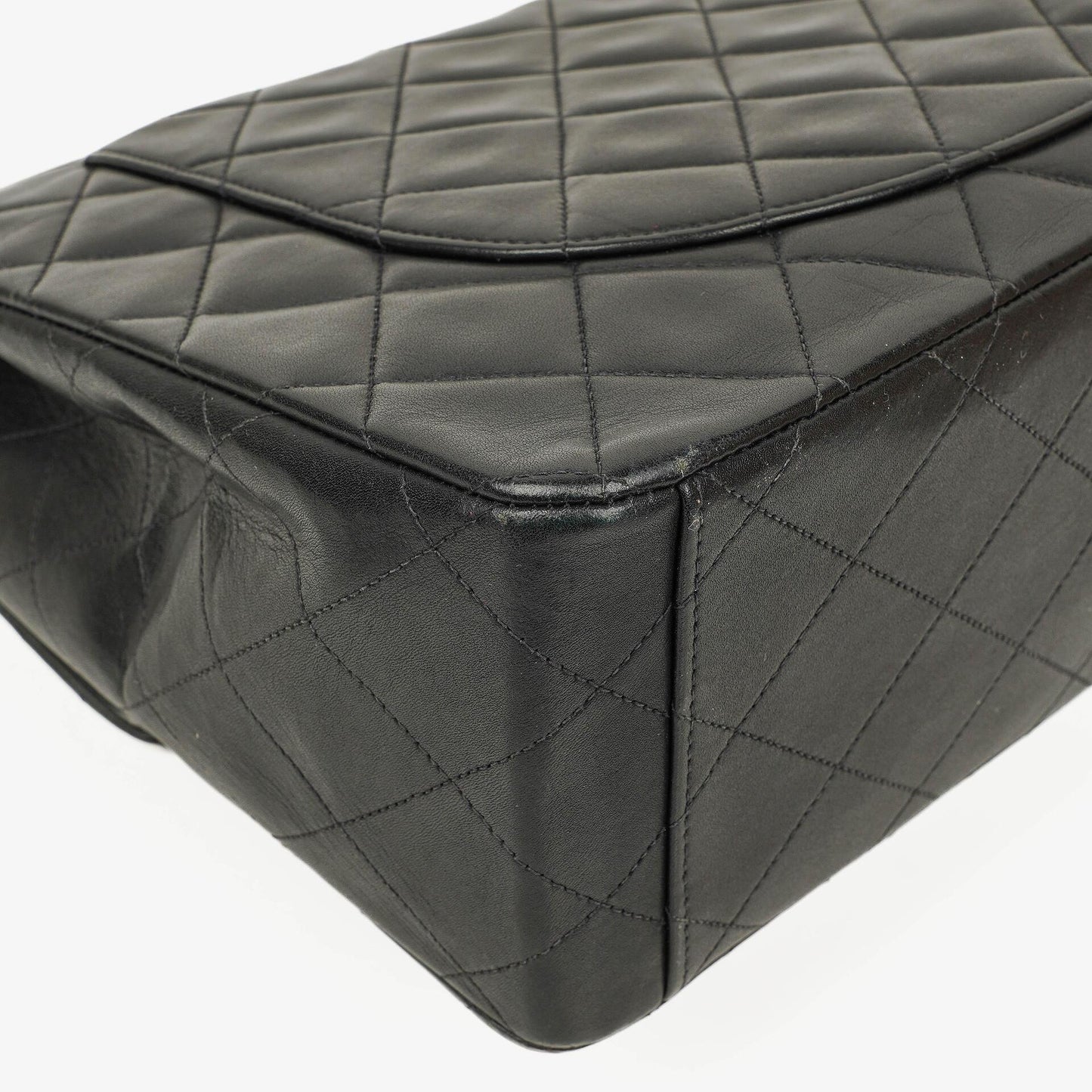 Chanel Maxi Jumbo CC Classic Single Flap Tasche in Schwarz aus gestepptem Lammleder mit 24K vergoldeten Beschlägen