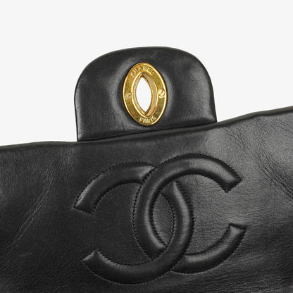 Chanel Maxi Jumbo CC Classic Single Flap Tasche in Schwarz aus gestepptem Lammleder mit 24K vergoldeten Beschlägen