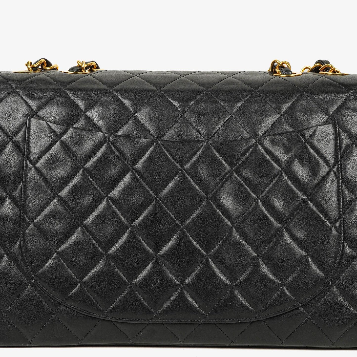 Chanel Maxi Jumbo CC Classic Single Flap Tasche in Schwarz aus gestepptem Lammleder mit 24K vergoldeten Beschlägen