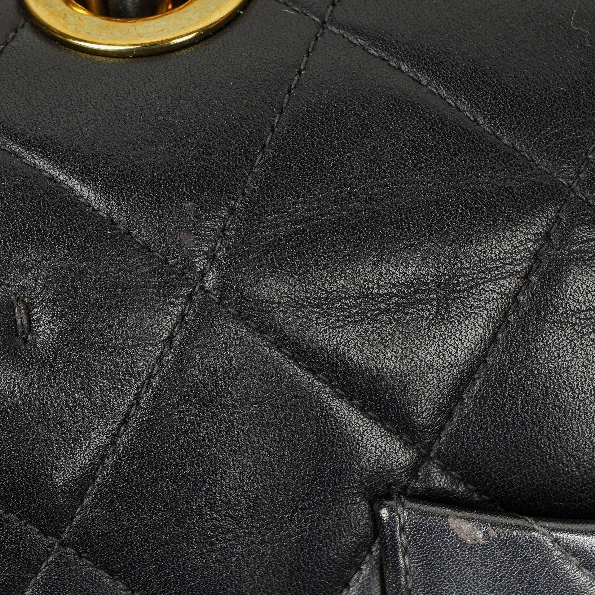 Chanel Maxi Jumbo CC Classic Single Flap Tasche in Schwarz aus gestepptem Lammleder mit 24K vergoldeten Beschlägen