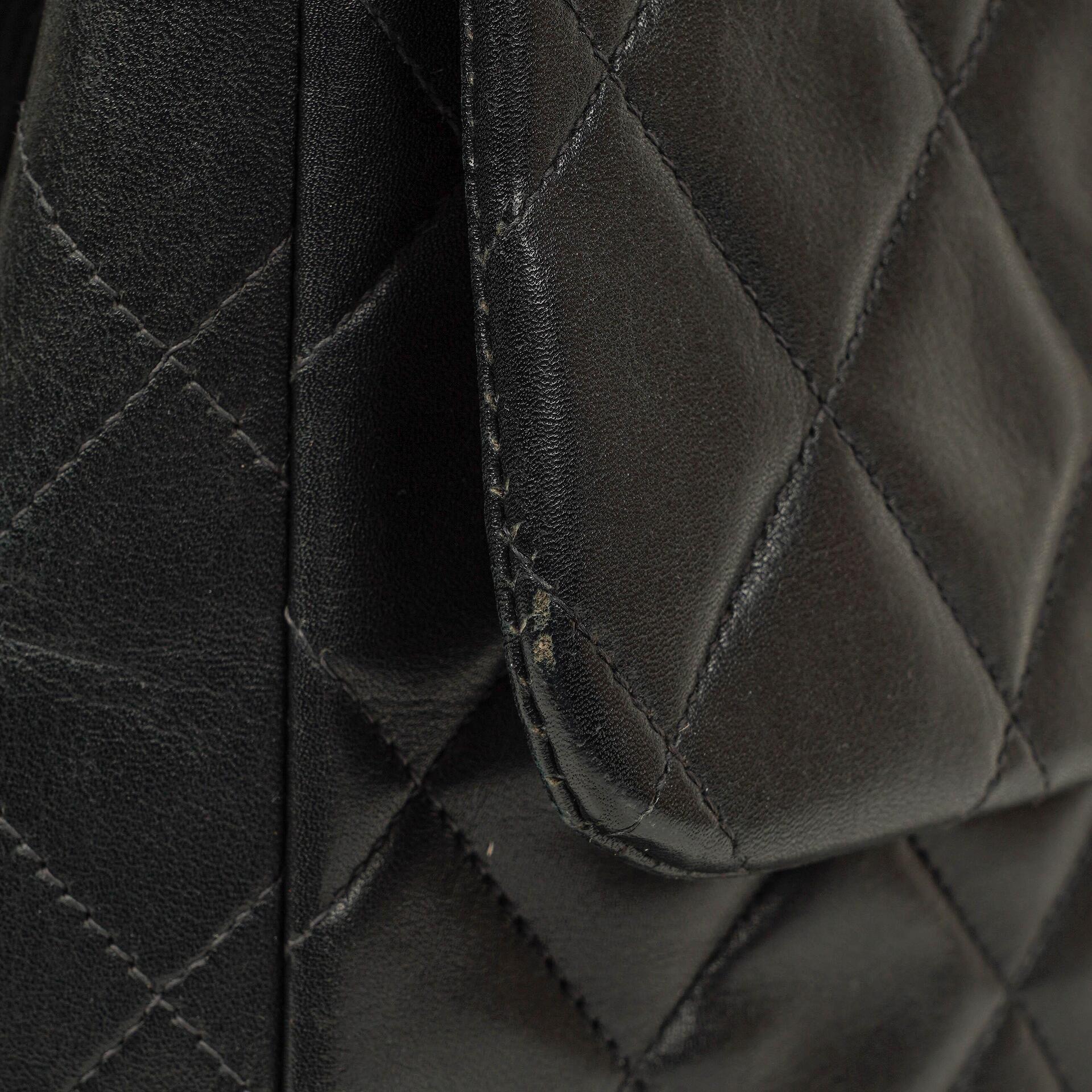 Chanel Maxi Jumbo CC Classic Single Flap Tasche in Schwarz aus gestepptem Lammleder mit 24K vergoldeten Beschlägen