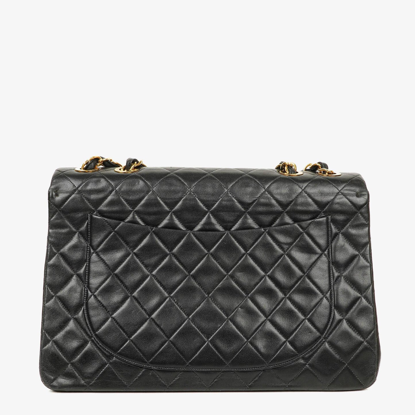 Chanel Maxi Jumbo CC Classic Single Flap Tasche in Schwarz aus gestepptem Lammleder mit 24K vergoldeten Beschlägen