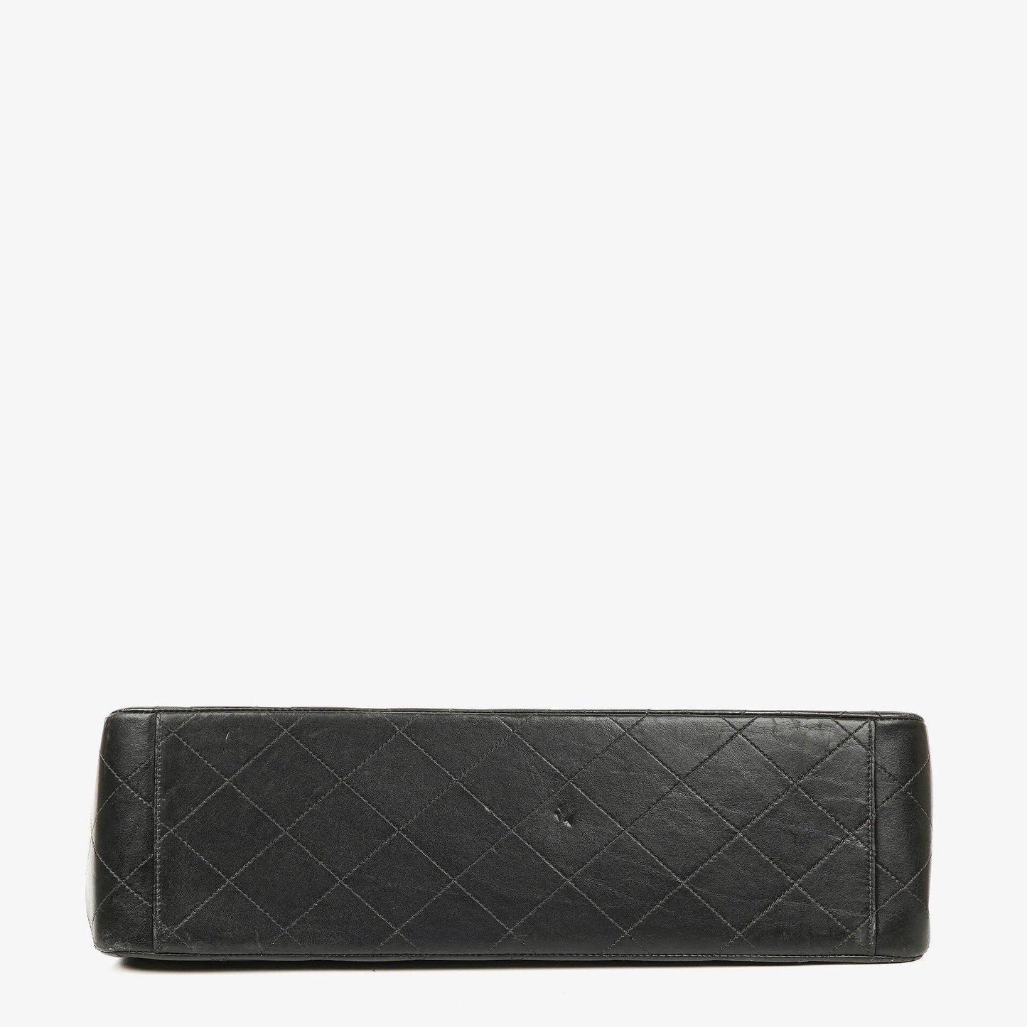 Chanel Maxi Jumbo CC Classic Single Flap Tasche in Schwarz aus gestepptem Lammleder mit 24K vergoldeten Beschlägen