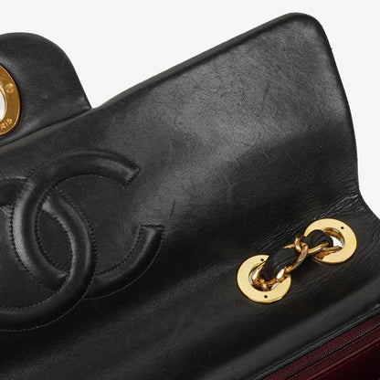 Chanel Maxi Jumbo CC Classic Single Flap Tasche in Schwarz aus gestepptem Lammleder mit 24K vergoldeten Beschlägen