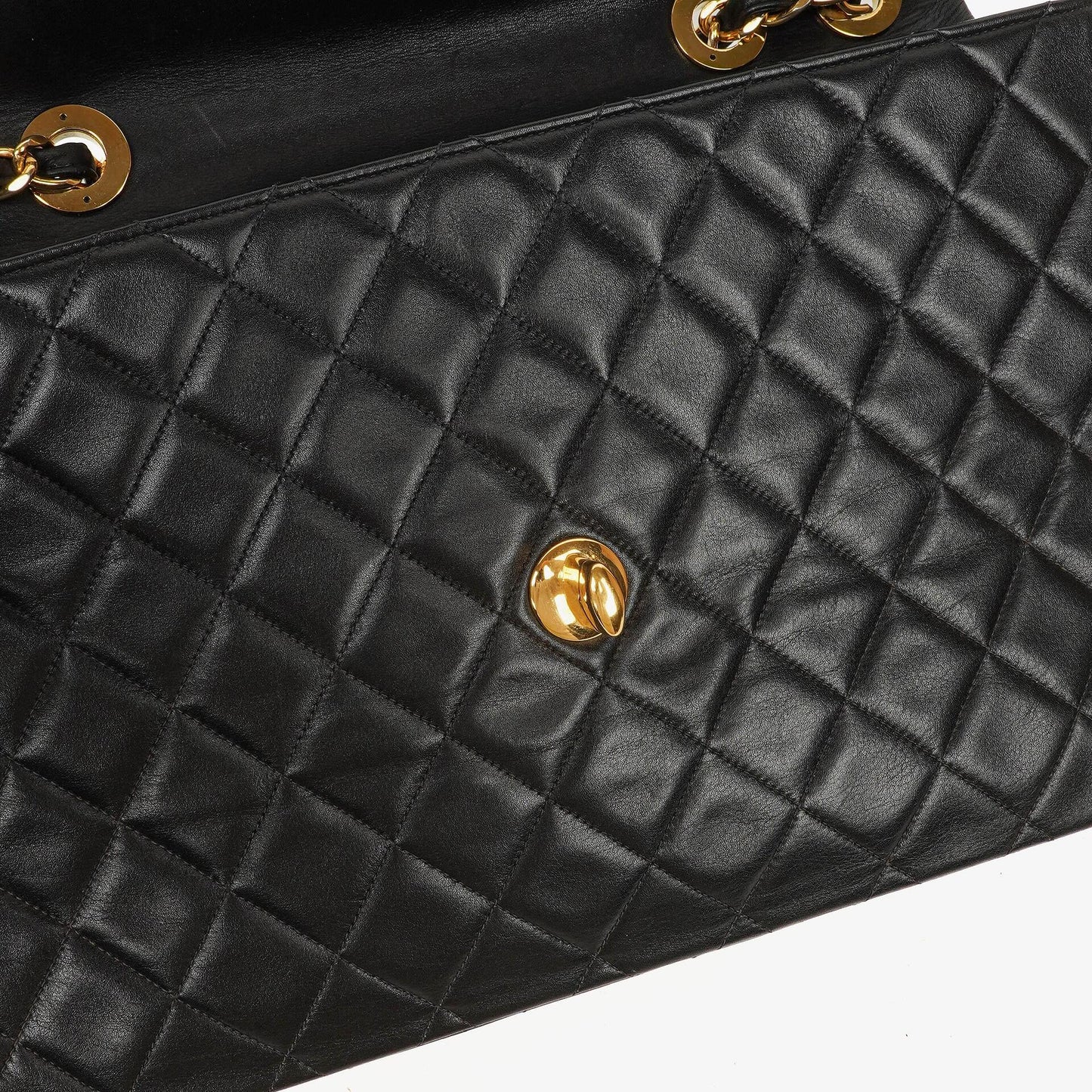 Chanel Maxi Jumbo CC Classic Single Flap Tasche in Schwarz aus gestepptem Lammleder mit 24K vergoldeten Beschlägen