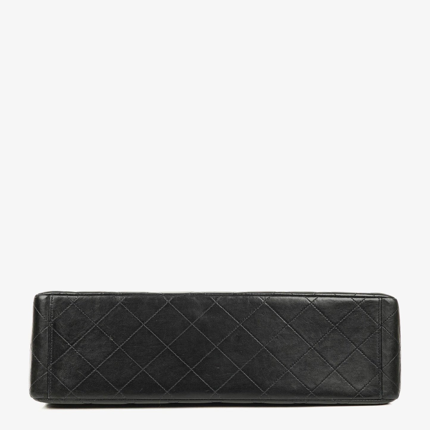 Chanel Maxi Jumbo CC Classic Single Flap Tasche aus schwarzem gestepptem Lammleder mit 24K vergoldeter Hardware