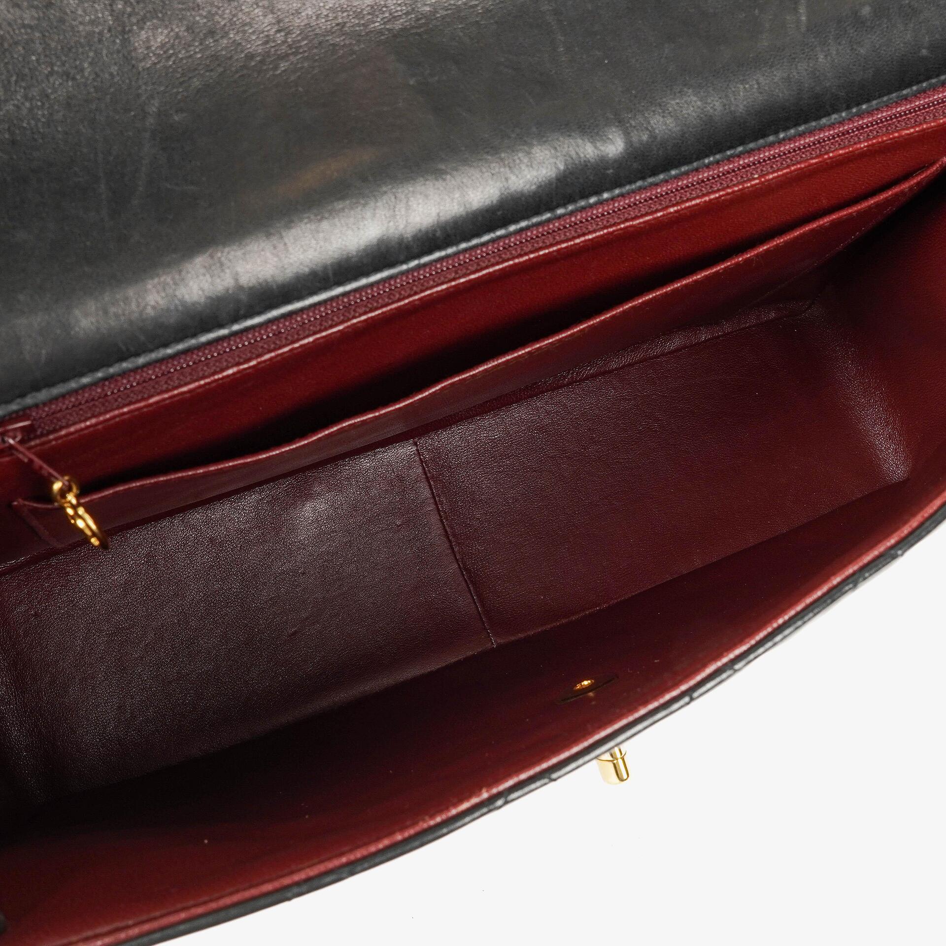 Chanel Maxi Jumbo CC Classic Single Flap Tasche aus schwarzem gestepptem Lammleder mit 24K vergoldeter Hardware