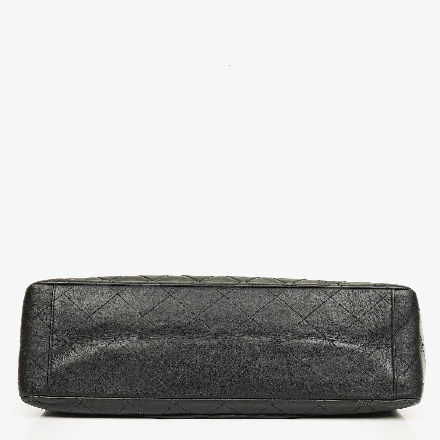 Chanel Maxi Jumbo CC Klassische Einfache Klappentasche Schwarz Gestepptes Lammleder 24K Vergoldete Beschläge
