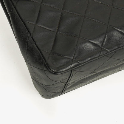 Chanel Maxi Jumbo CC Klassische Einfache Klappentasche Schwarz Gestepptes Lammleder 24K Vergoldete Beschläge