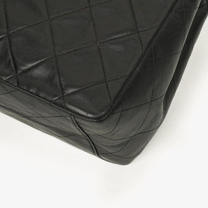 Chanel Maxi Jumbo CC Klassische Einfache Klappentasche Schwarz Gestepptes Lammleder 24K Vergoldete Beschläge