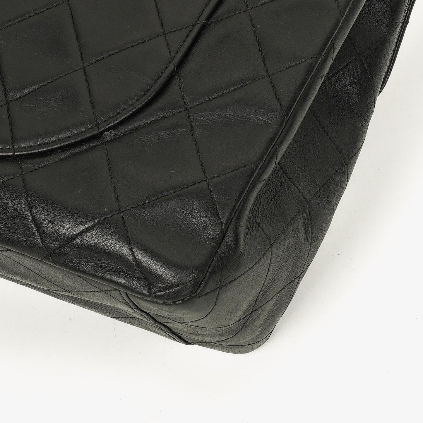 Chanel Maxi Jumbo CC Klassische Einfache Klappentasche Schwarz Gestepptes Lammleder 24K Vergoldete Beschläge
