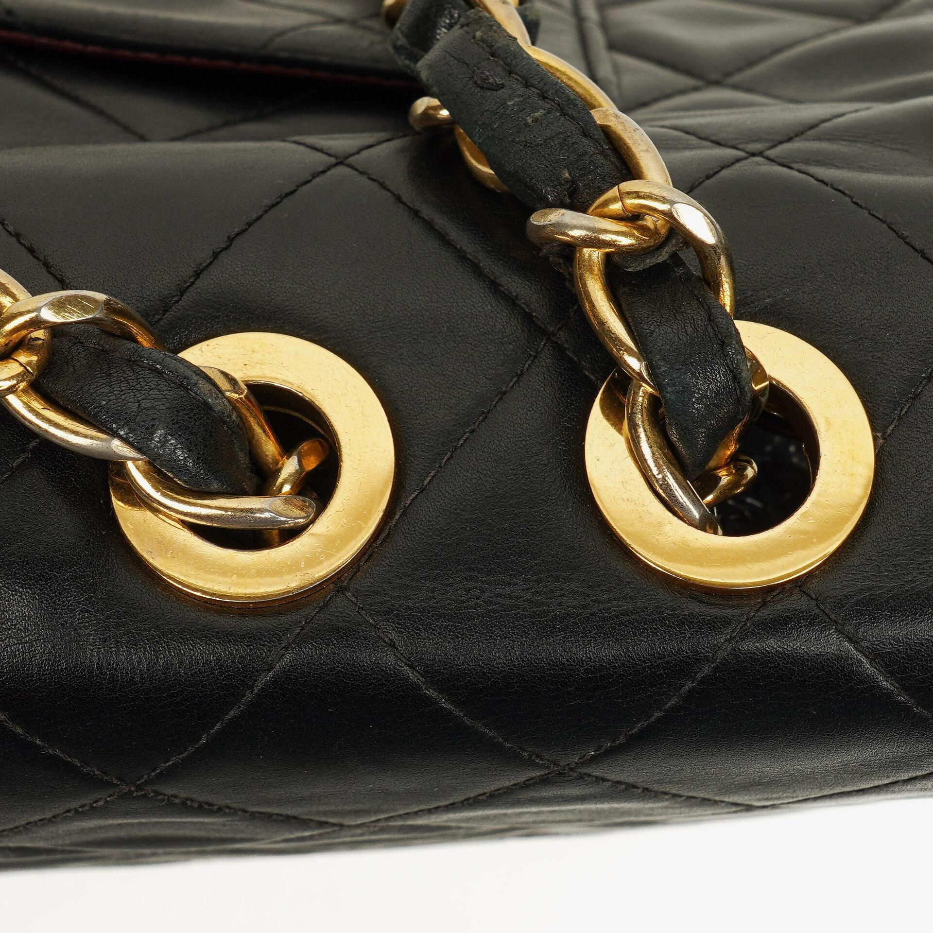 Chanel Maxi Jumbo CC Klassische Einfache Klappentasche Schwarz Gestepptes Lammleder 24K Vergoldete Beschläge