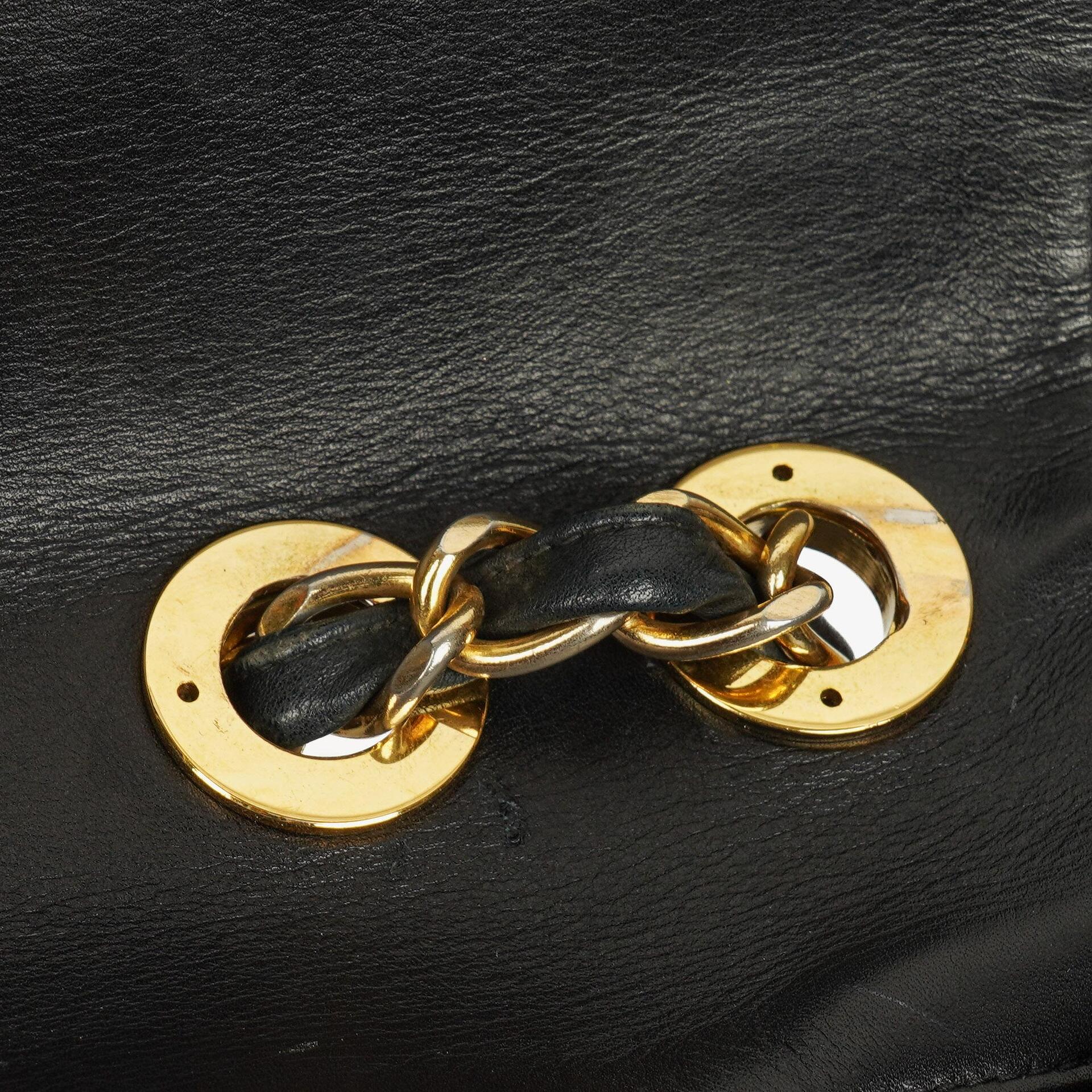 Chanel Maxi Jumbo CC Klassische Einfache Klappentasche Schwarz Gestepptes Lammleder 24K Vergoldete Beschläge