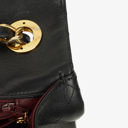 Chanel Maxi Jumbo CC Klassische Einfache Klappentasche Schwarz Gestepptes Lammleder 24K Vergoldete Beschläge