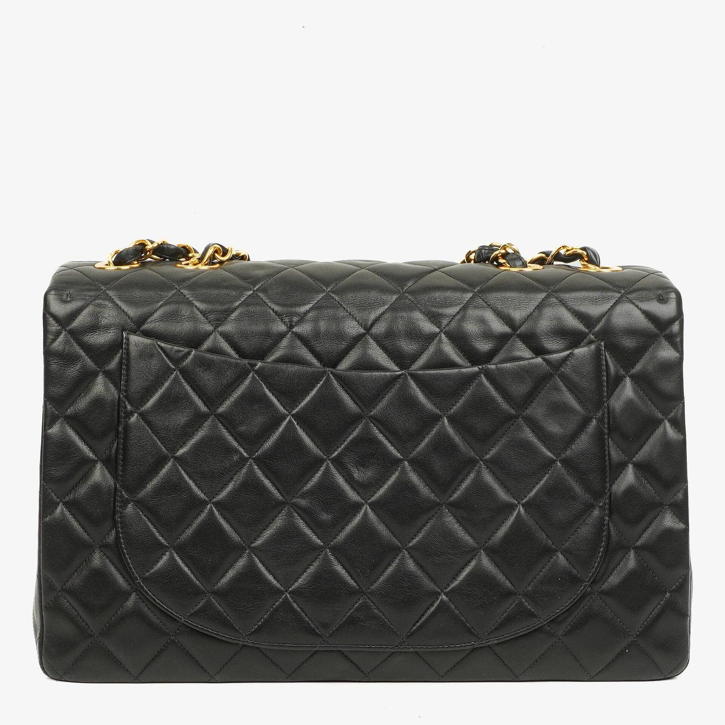 Chanel Maxi Jumbo Classic Single Flap Tasche Schwarz gestepptes Lammleder 24K vergoldete Hardware