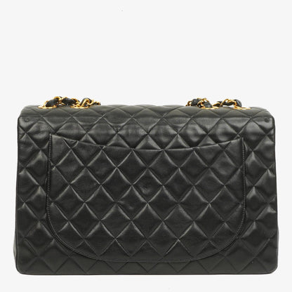 Chanel Maxi Jumbo Classic Single Flap Tasche Schwarz gestepptes Lammleder 24K vergoldete Hardware