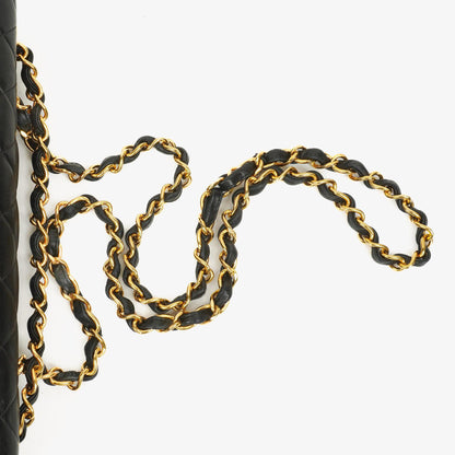 Chanel Maxi Jumbo Classic Single Flap Tasche Schwarz gestepptes Lammleder 24K vergoldete Hardware