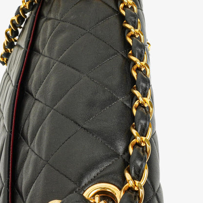 Chanel Maxi Jumbo Classic Single Flap Tasche Schwarz gestepptes Lammleder 24K vergoldete Hardware