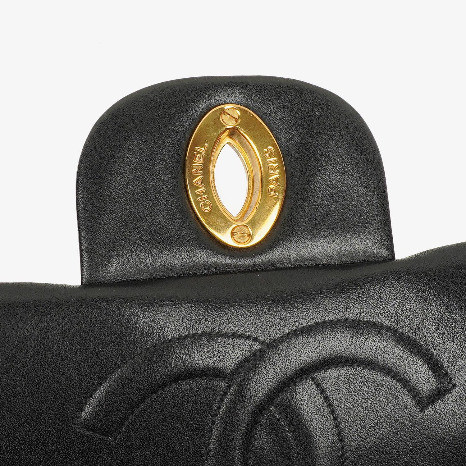 Chanel Maxi Jumbo Classic Single Flap Tasche Schwarz gestepptes Lammleder 24K vergoldete Hardware