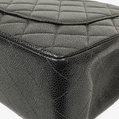 Chanel Maxi Jumbo Classic Single Flap Bag aus schwarzem gestepptem Lammleder mit 24K vergoldeter Hardware