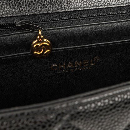 Chanel Maxi Jumbo Classic Single Flap Bag aus schwarzem gestepptem Lammleder mit 24K vergoldeter Hardware