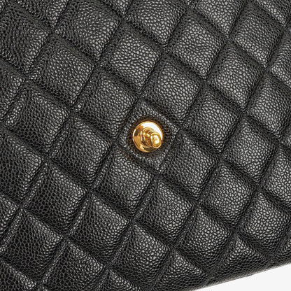 Chanel Maxi Jumbo Classic Single Flap Bag aus schwarzem gestepptem Lammleder mit 24K vergoldeter Hardware