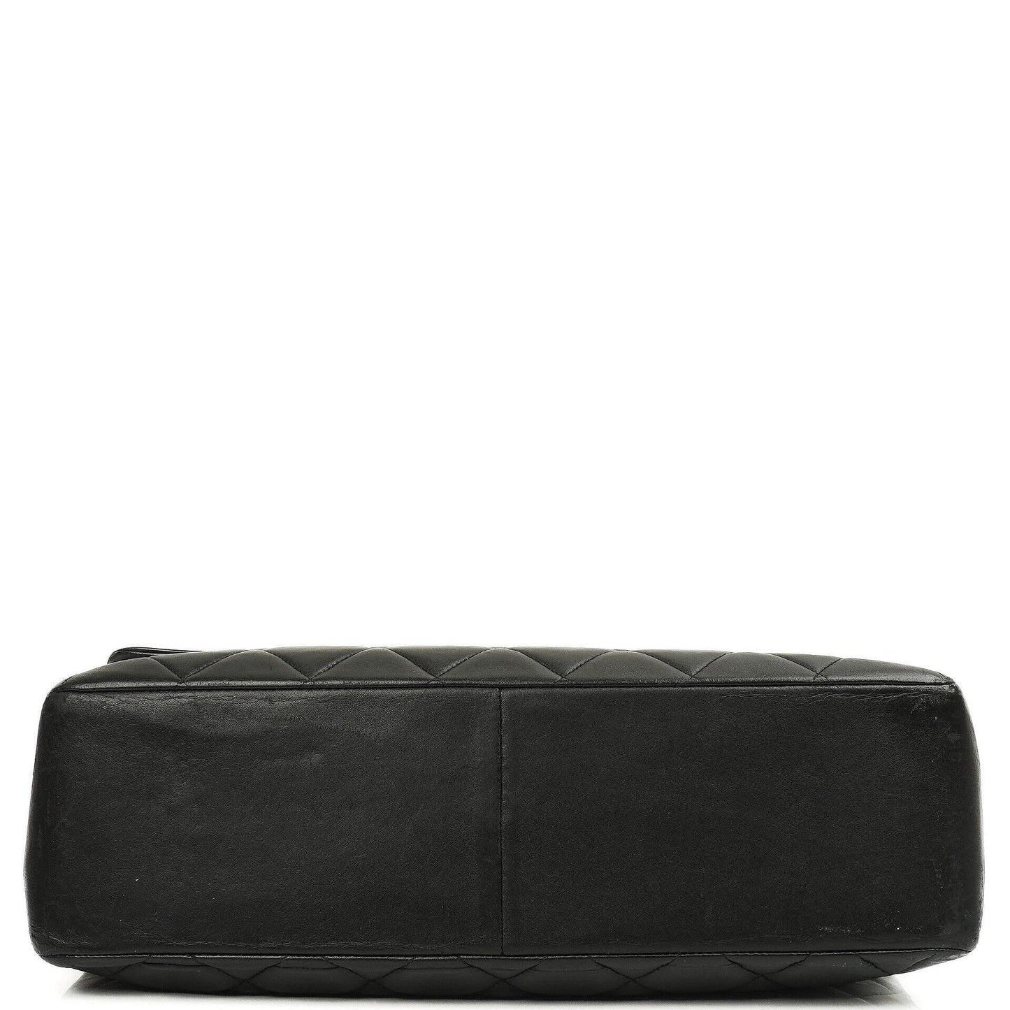 Chanel Classic Maxi Jumbo Single Flap Bag aus schwarzem gestepptem Lammleder mit 24K vergoldeten Beschlägen