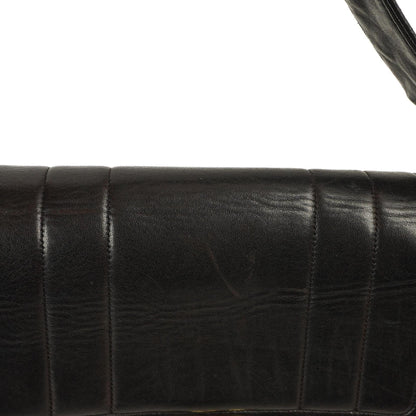 Chanel Maxi Logo Umhängetasche mit Klappe aus schwarzem vertikal gestepptem Lammleder mit 24 Karat vergoldeter Hardware