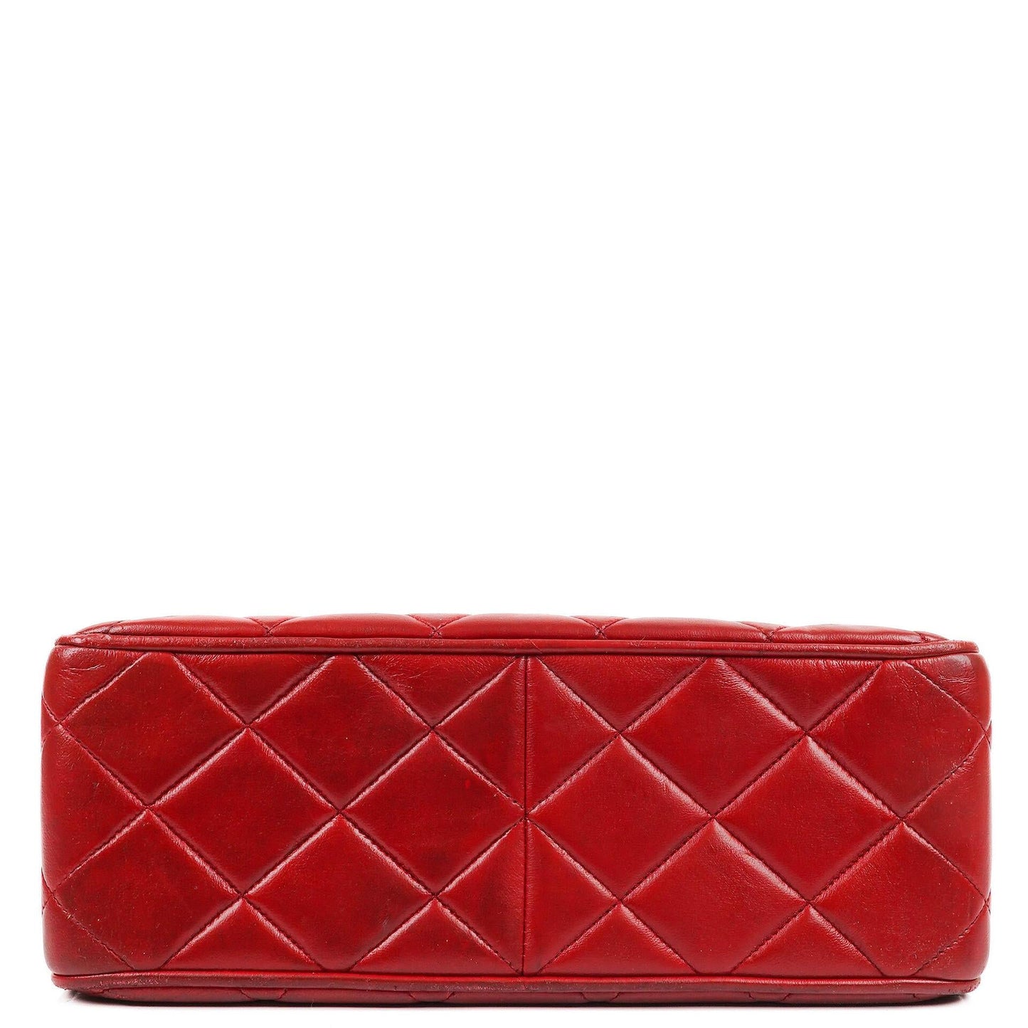 Chanel Maxi Logo Klappentasche in Rot Gestepptes Lammleder und 24k Vergoldeten Beschlägen