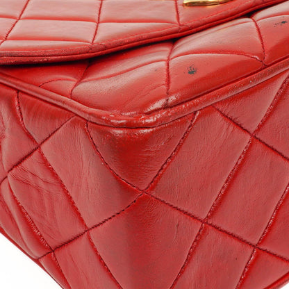 Chanel Maxi Logo Klappentasche in Rot Gestepptes Lammleder und 24k Vergoldeten Beschlägen