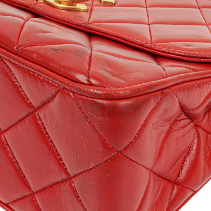 Chanel Maxi Logo Klappentasche in Rot Gestepptes Lammleder und 24k Vergoldeten Beschlägen